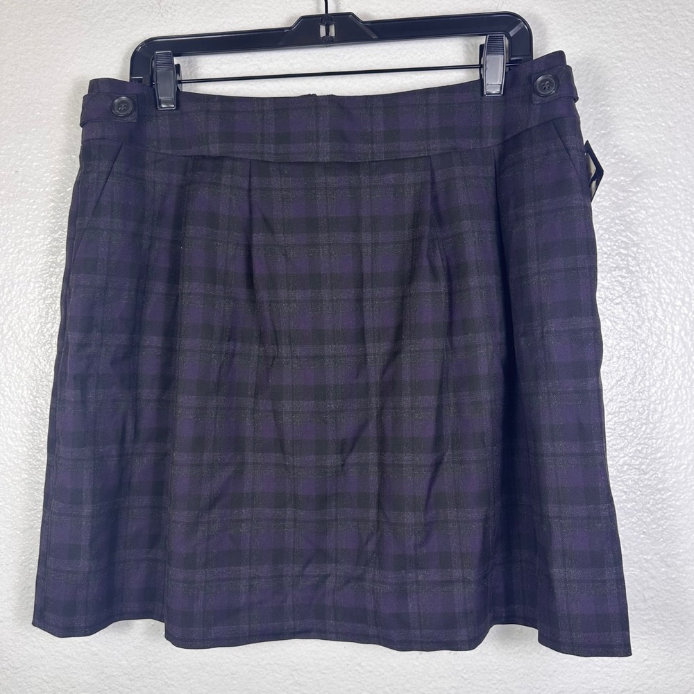 Halogen Nordstrom Purple‎ Plaid Pleated Mini Skirt 14P Petite HA254327MP New